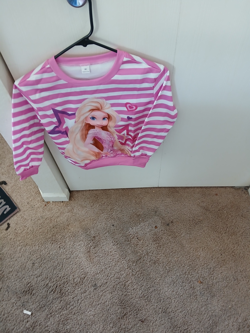 Girls Pink Striped Character Sweatshirt - Long Sleeve